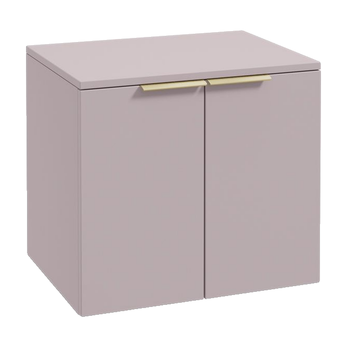 SONAS Stockholm 60cm wall hung two door vanity unit in Matt Cashmere Pink with brushed gold handles