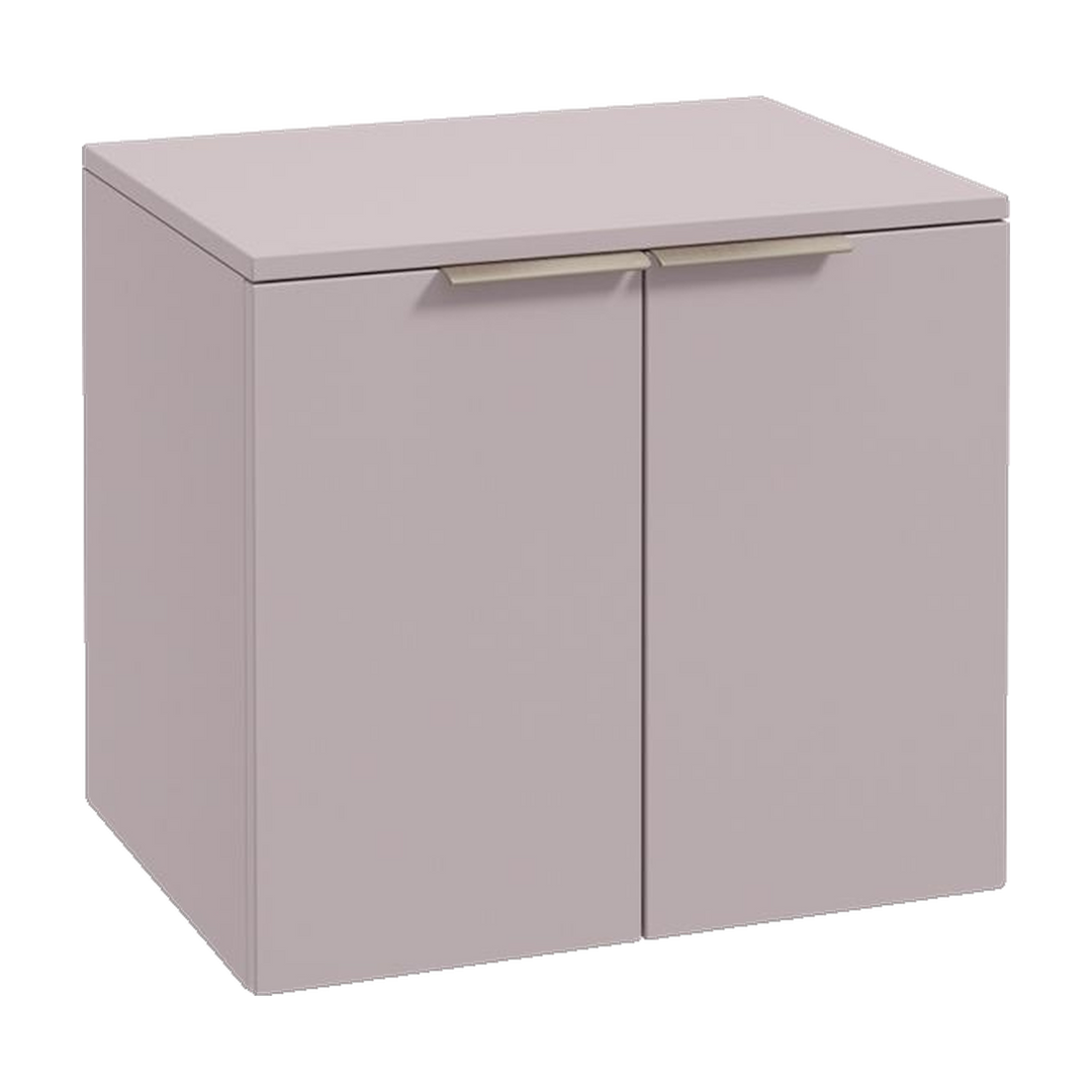 SONAS Stockholm 60cm wall hung two door vanity unit in Matt Cashmere Pink with brushed nickel handles