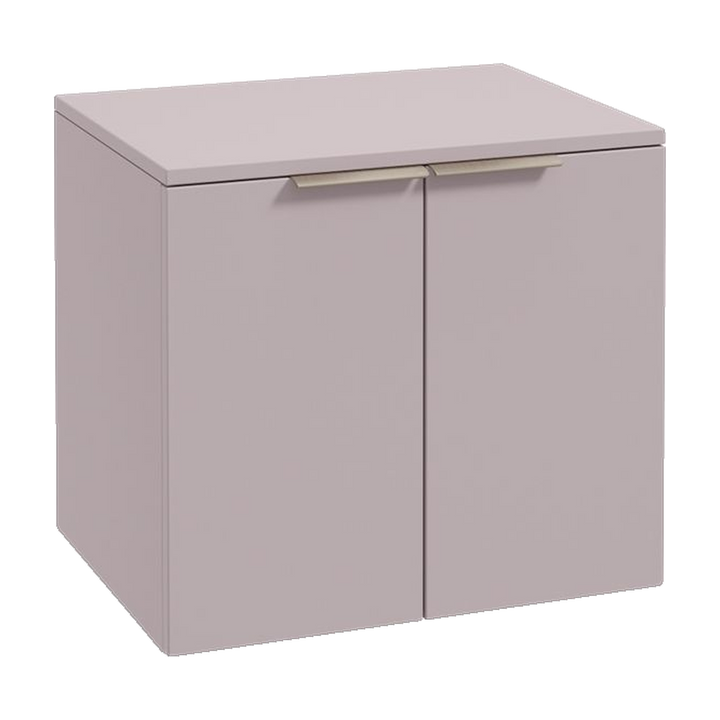 SONAS Stockholm 60cm wall hung two door vanity unit in Matt Cashmere Pink with brushed nickel handles