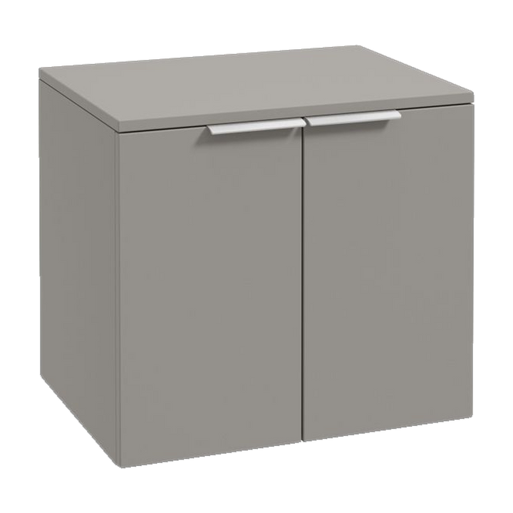 SONAS Stockholm 60cm wall hung two door vanity unit in Matt Khaki with brushed chrome handles