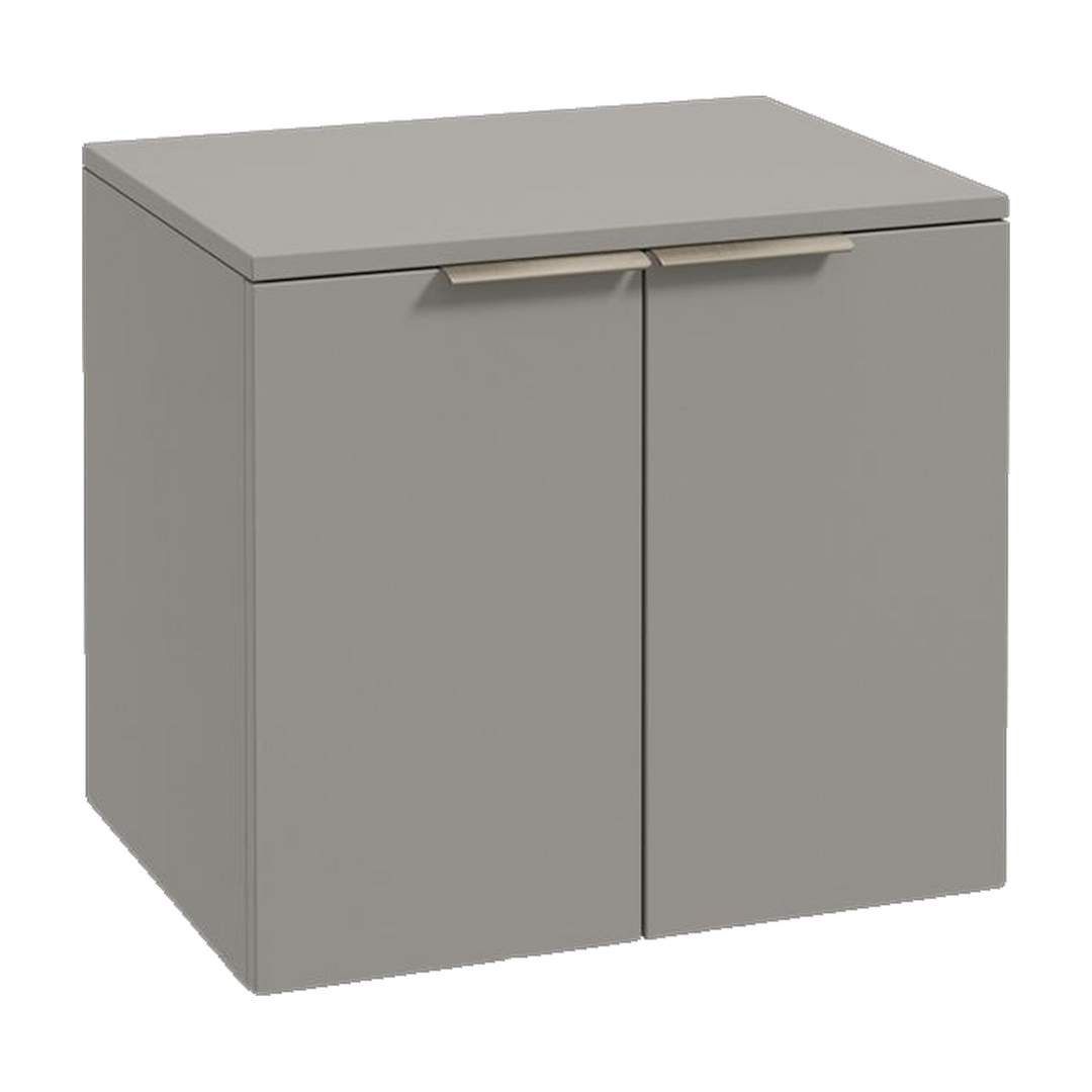 SONAS Stockholm 60cm wall hung two door vanity unit in Matt Khaki with brushed nickel handles