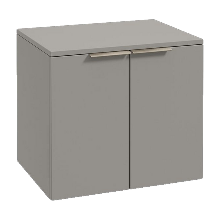 SONAS Stockholm 60cm wall hung two door vanity unit in Matt Khaki with brushed nickel handles
