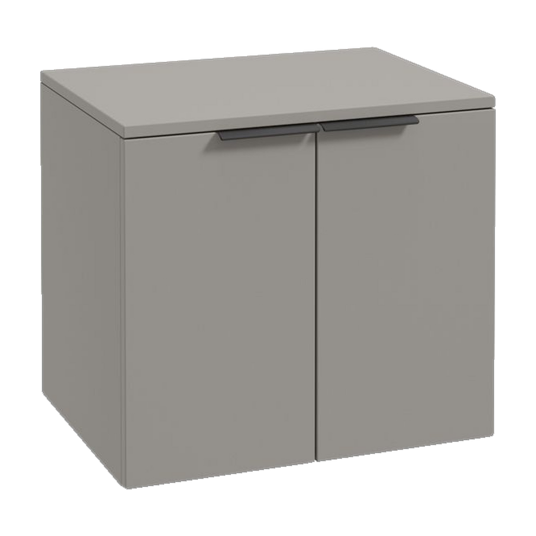 SONAS Stockholm 60cm wall hung two door vanity unit in Matt Khaki with matt black handles
