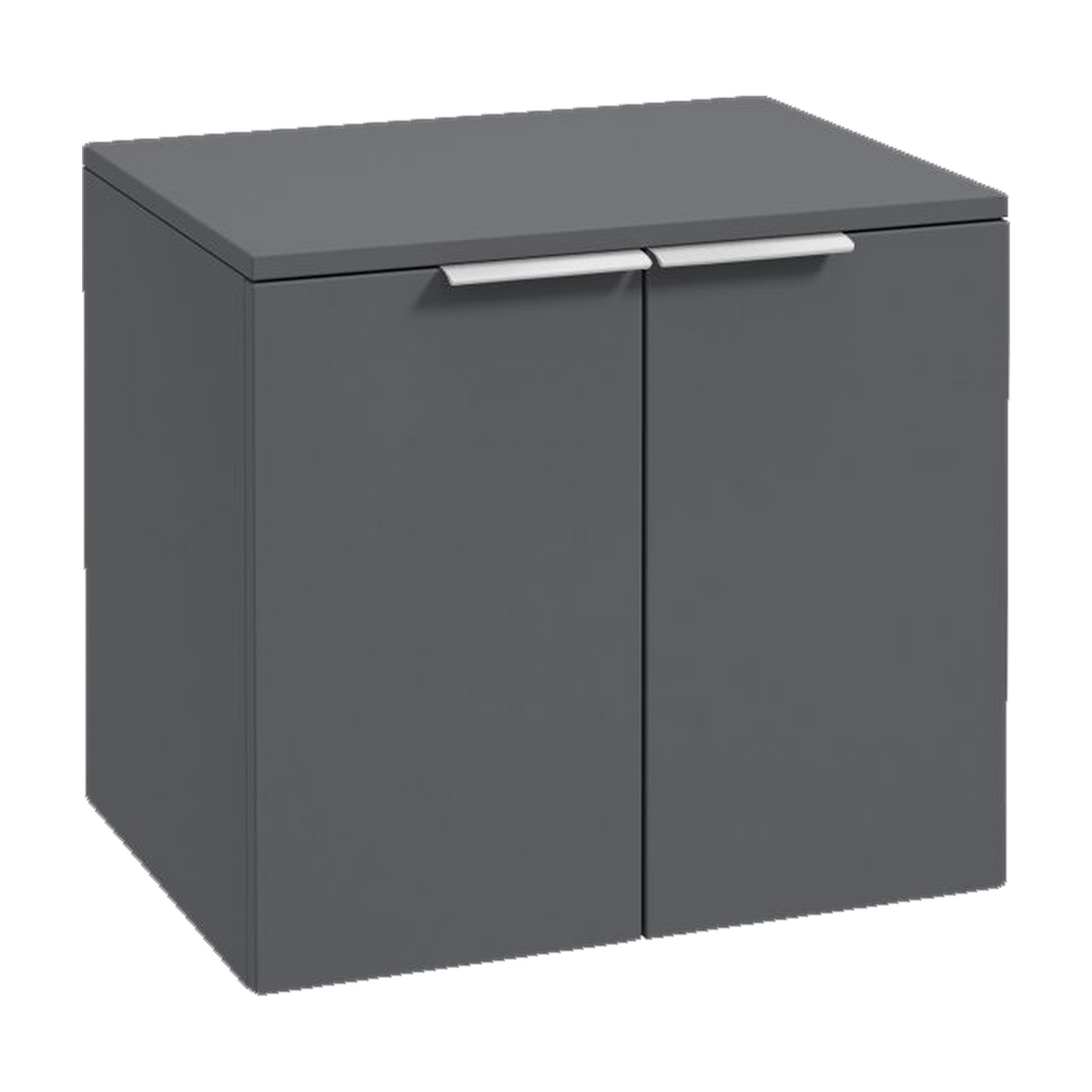 SONAS Stockholm 60cm wall hung two door vanity unit in Matt Midnight Grey with brushed chrome handles