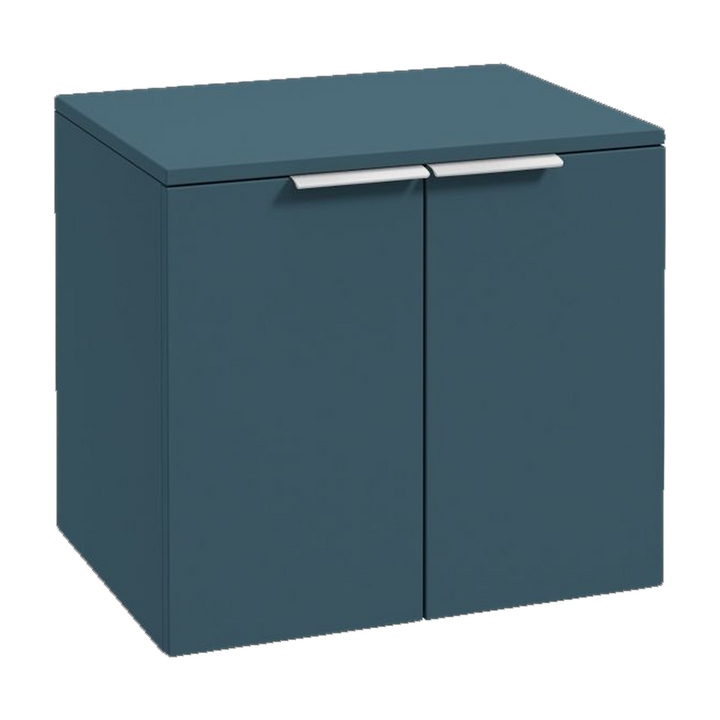 SONAS Stockholm 60cm wall hung two door vanity unit in Matt Ocean Blue with brushed chrome handles