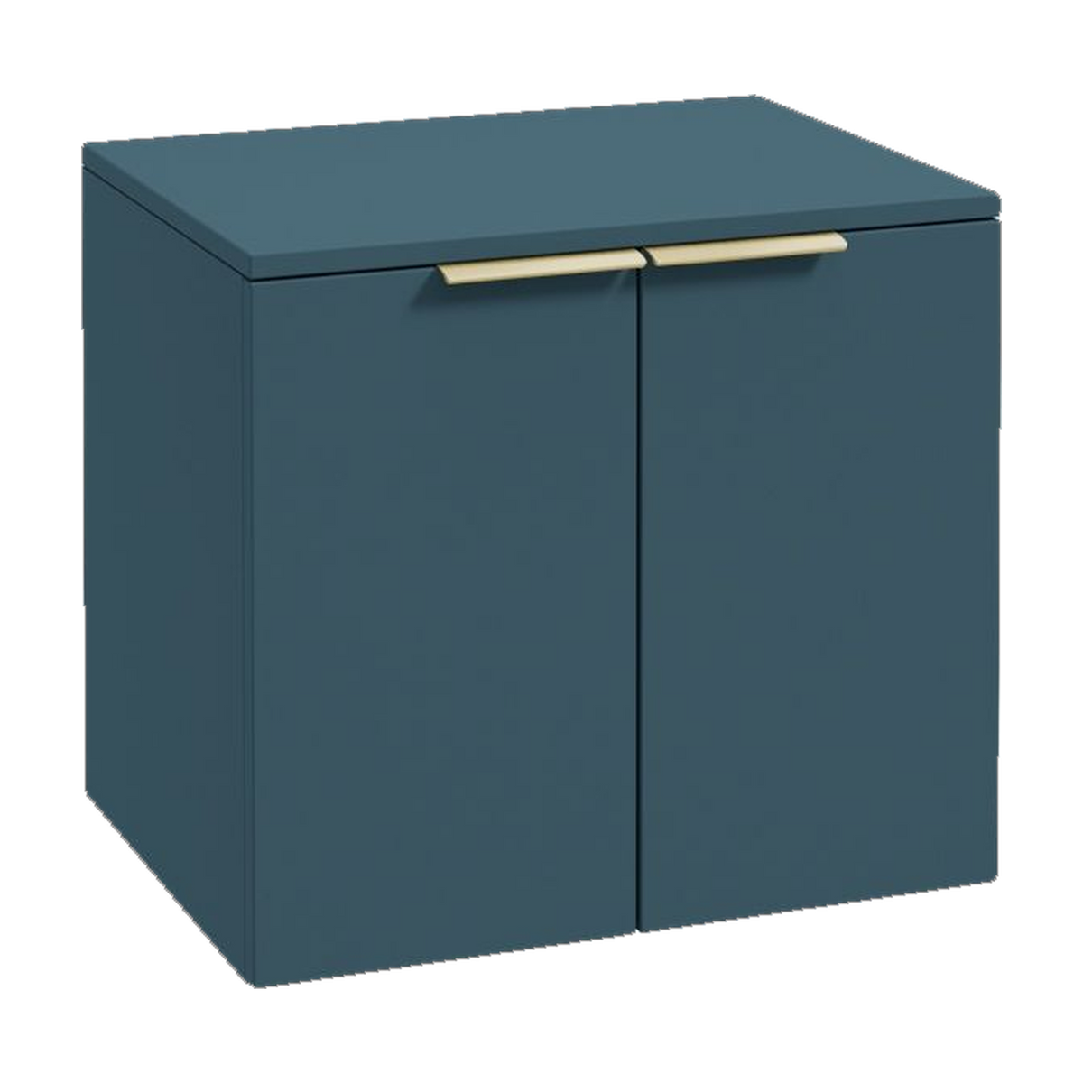 SONAS Stockholm 60cm wall hung two door vanity unit in Matt Ocean Blue with brushed gold handles