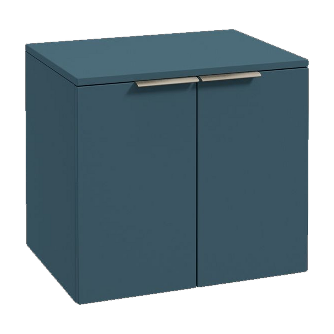 SONAS Stockholm 60cm wall hung two door vanity unit in Matt Ocean Blue with brushed nickel handles