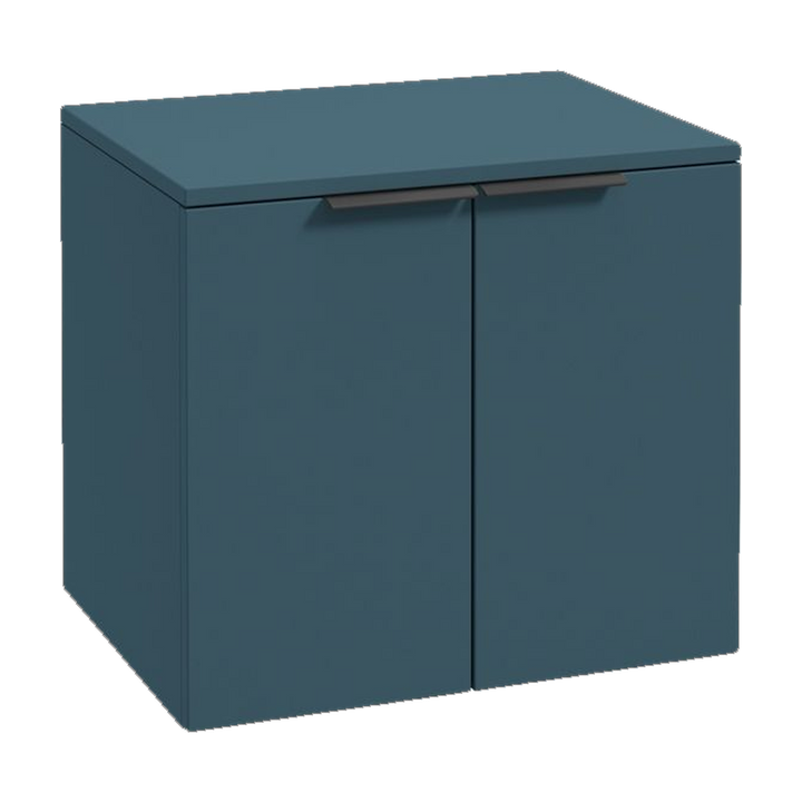 SONAS Stockholm 60cm wall hung two door vanity unit in Matt Ocean Blue with matt black handles
