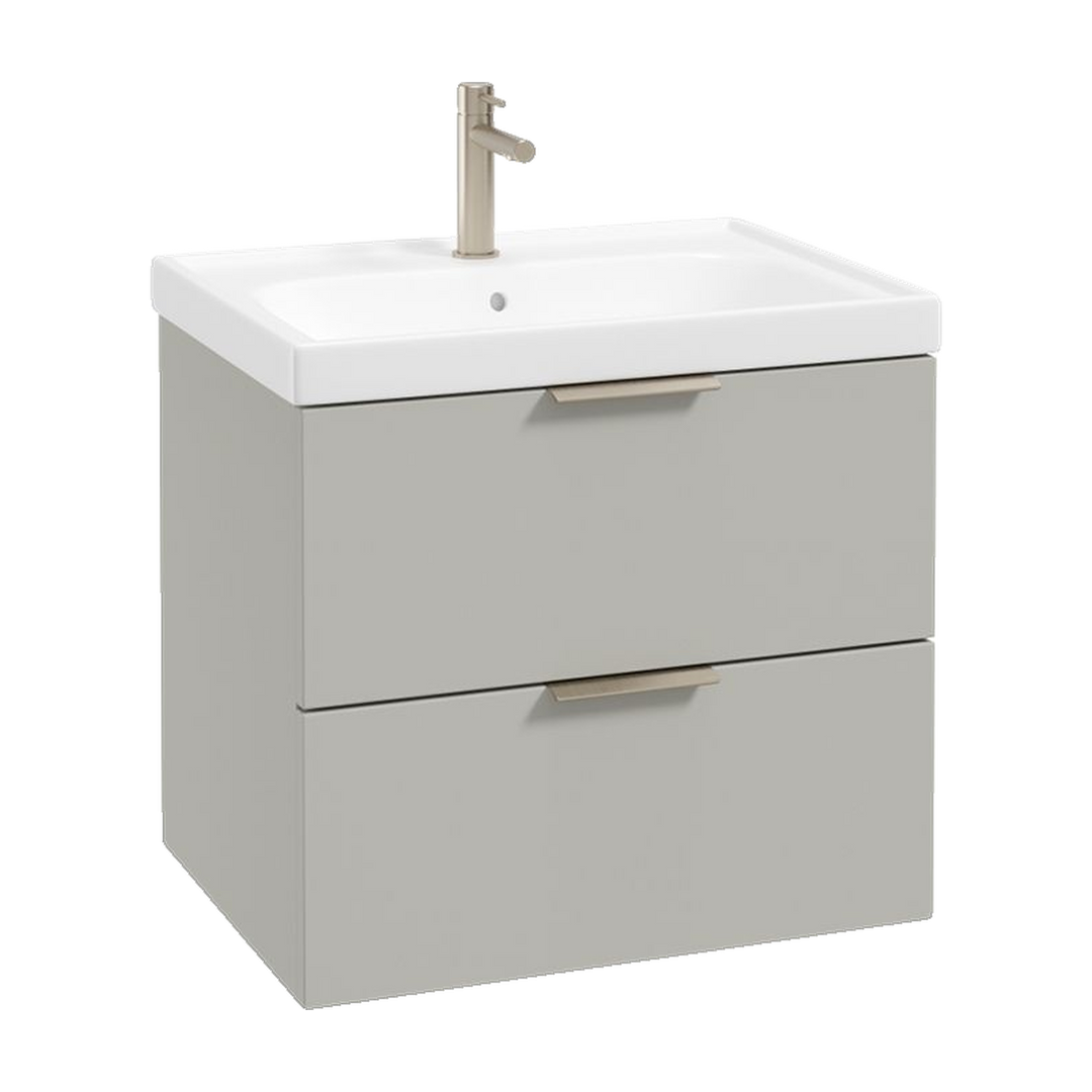 SONAS Stockholm 60cm wall hung two drawer vanity unit in Matt Arctic Grey with brushed nickel handles