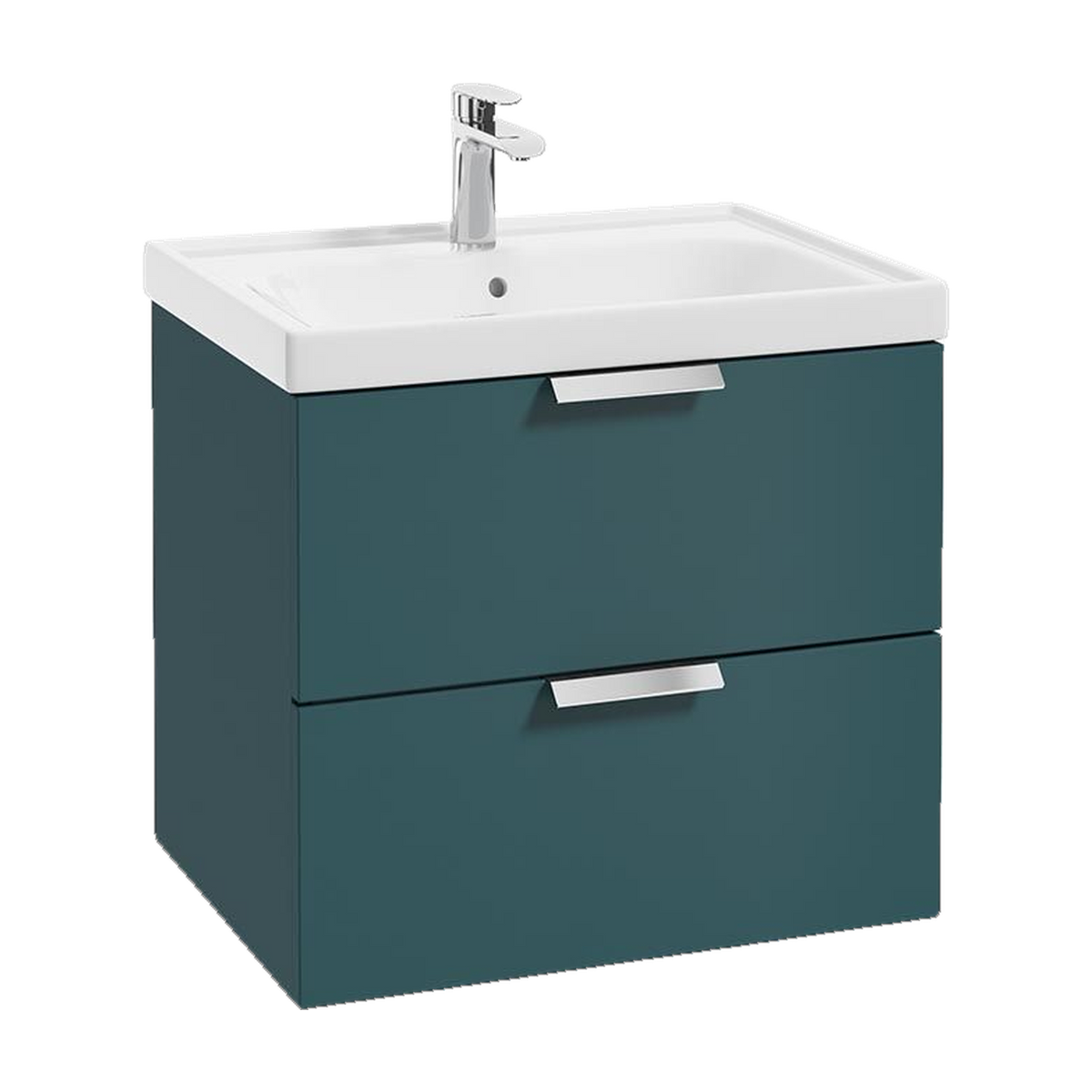 SONAS Stockholm 60cm wall hung two drawer vanity unit in Matt Ocean Blue with brushed chrome handles