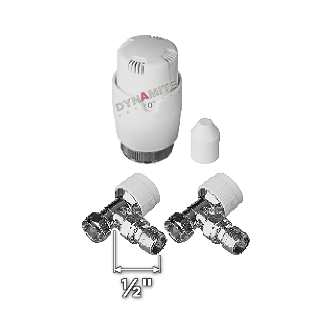 Thermostatic Radiator Valve & Lockshield Set - Angled ½"