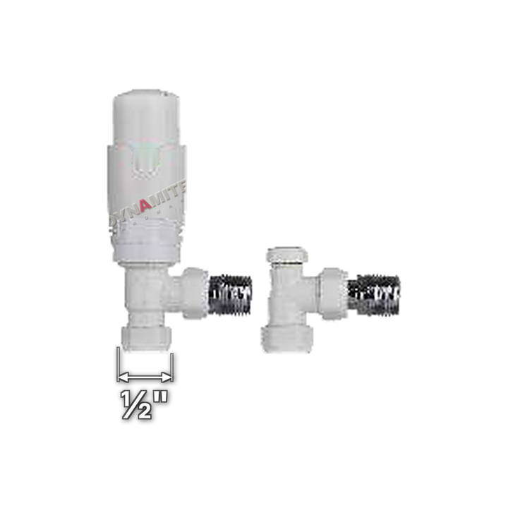 Thermostatic Radiator Valves - Pair ½", White or Anthracite - Angled, White