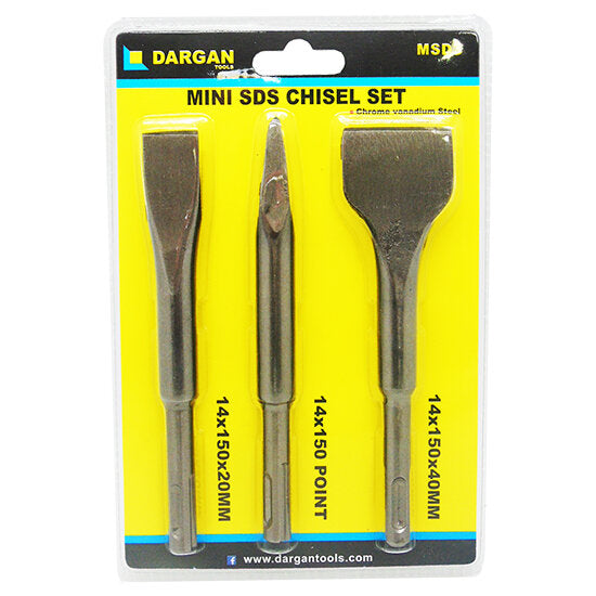 3 pce Dargan Mini SDS Chisel Set - Dynamite Hardware