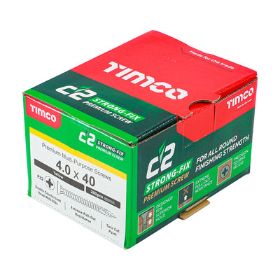 C2 Strong-Fix Multi-Purpose Premium Screws - PZ - Double Countersunk - Yellow 4.0 x 40mm (200 QTY) - Dynamite Hardware
