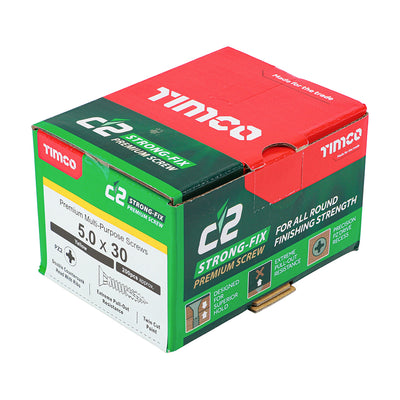 C2 Strong-Fix Multi-Purpose Premium Screws - PZ - Double Countersunk - Yellow 5.0 x 30mm (200 QTY) - Dynamite Hardware