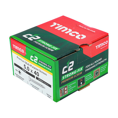C2 Strong-Fix Multi-Purpose Premium Screws - PZ - Double Countersunk - Yellow 5.0 x 40mm (200 QTY) - Dynamite Hardware