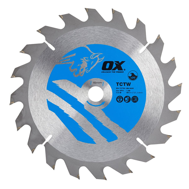 OX Wood Cutting Circular Saw Blade 184/16mm, 20 Teeth ATB - Dynamite Hardware