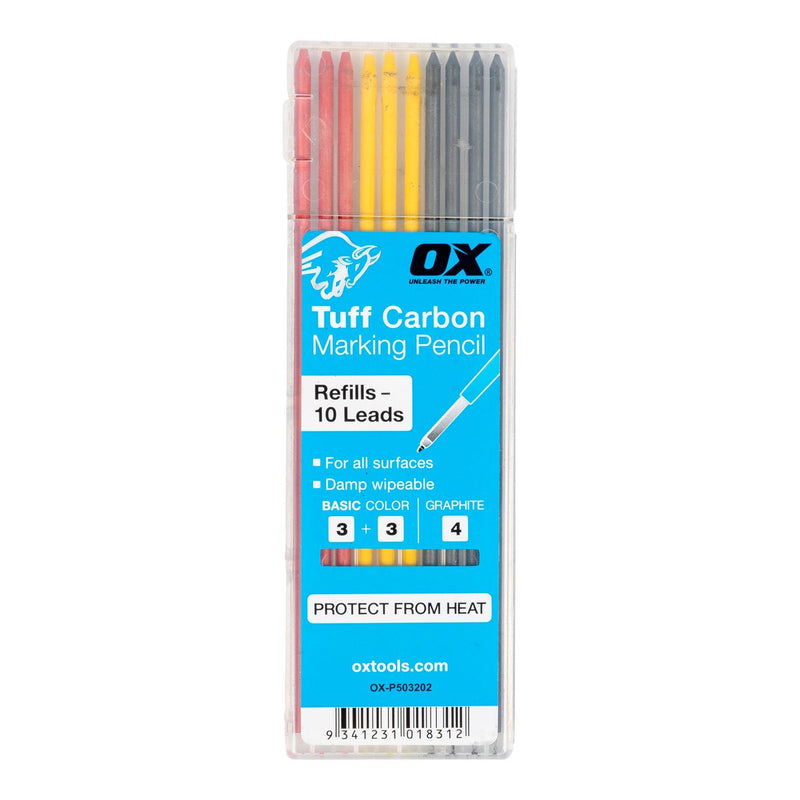 OX Tuff Carbon Refills Basic Colour & Graphite Lead - 10 Pack - Dynamite Hardware