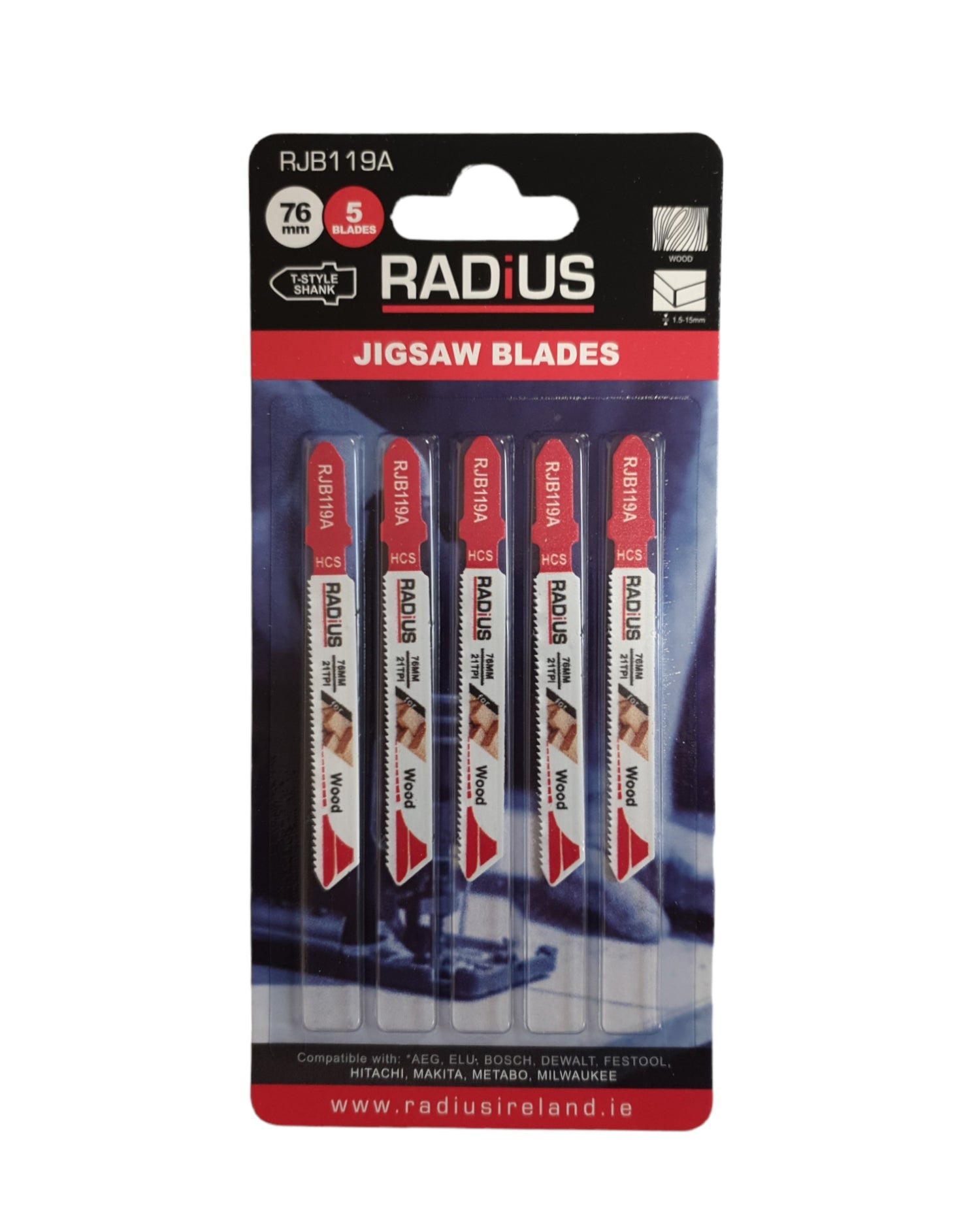 76mm 21TPI - Radius 119A Jigsaw Blades (wood cutting)