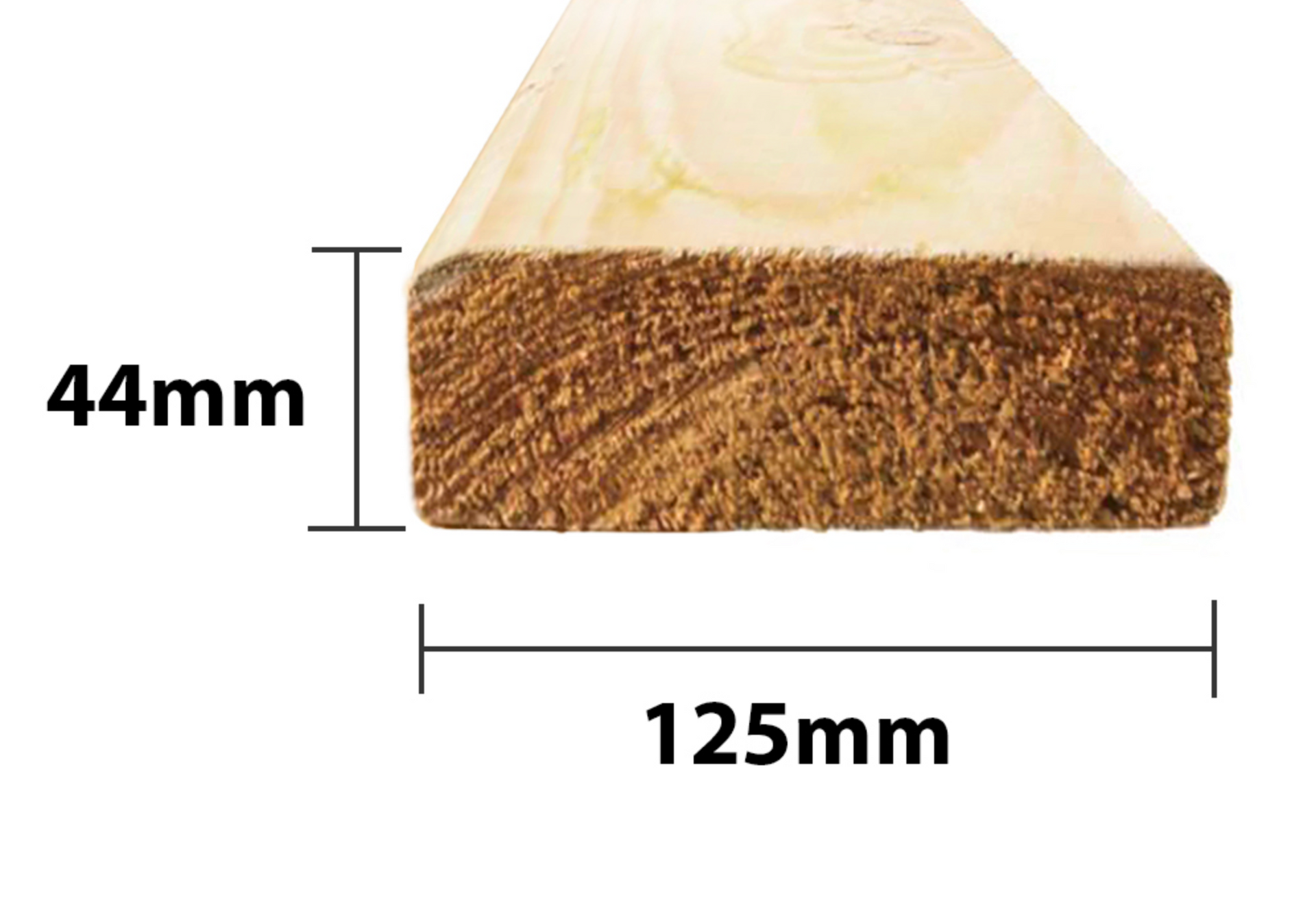 5 X 2 ROUGH TIMBER 16FT (4.8M X 125MM X 44MM)