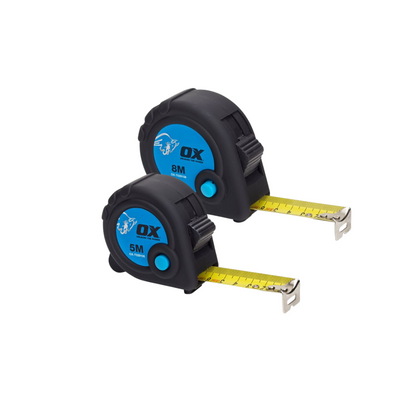 OX TRADE TAPE MEASURE 8M + 5M TWIN PACK - Dynamite Hardware